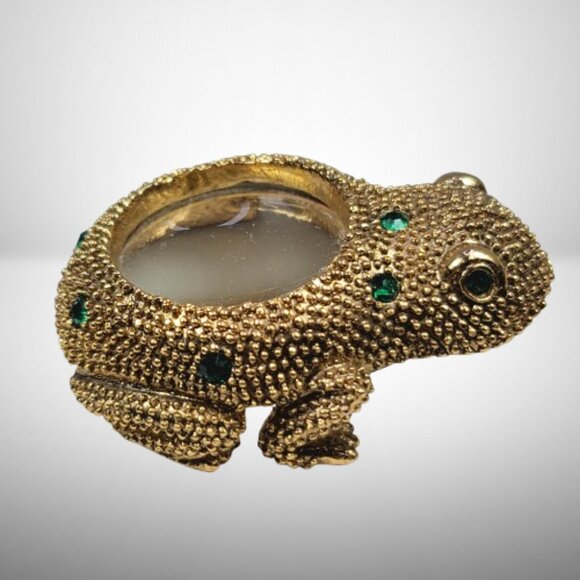 Stunning Super Rare Paris Frog Magnifying Glass Paperweight - Swarovski Crystal - Picture 6 of 9